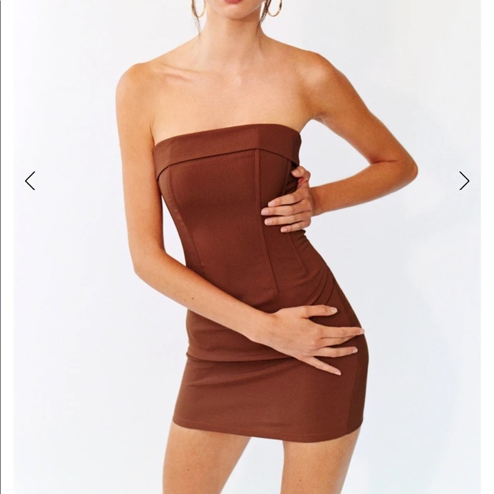 NWT With Jean Corset Dress in Chocolate XXS